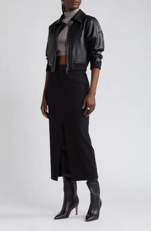 Elegant Black Slit Maxi Skirt