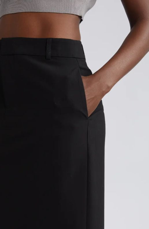 Elegant Black Slit Maxi Skirt
