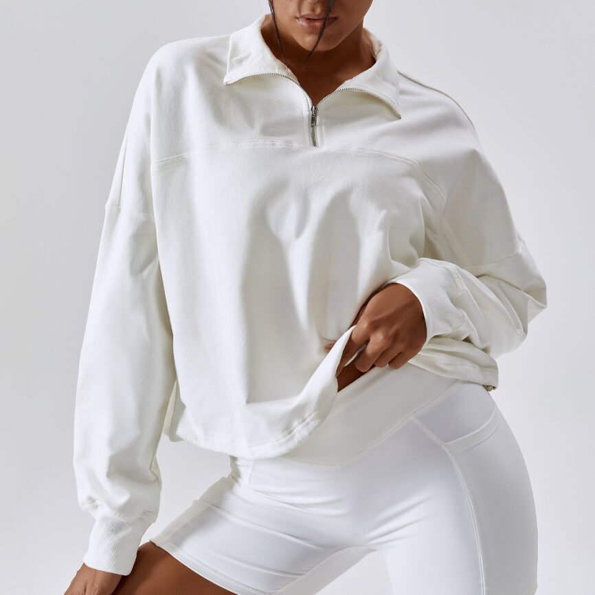 Elegant White Textured Oversized Sweater