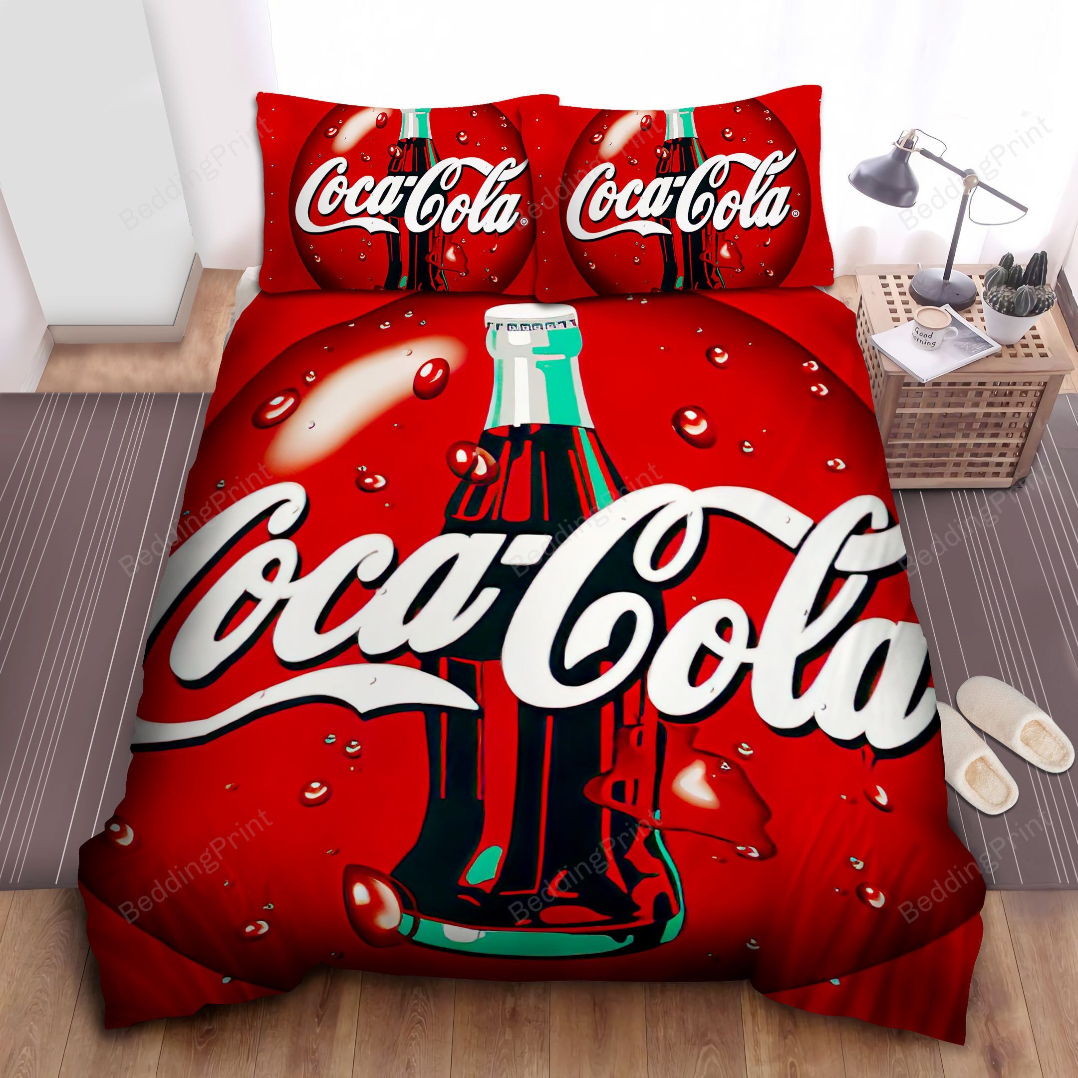 Vintage Coca-cola Bottle On Red Bottle Cap Illustration Bed Sheets Duvet Cover Bedding Sets