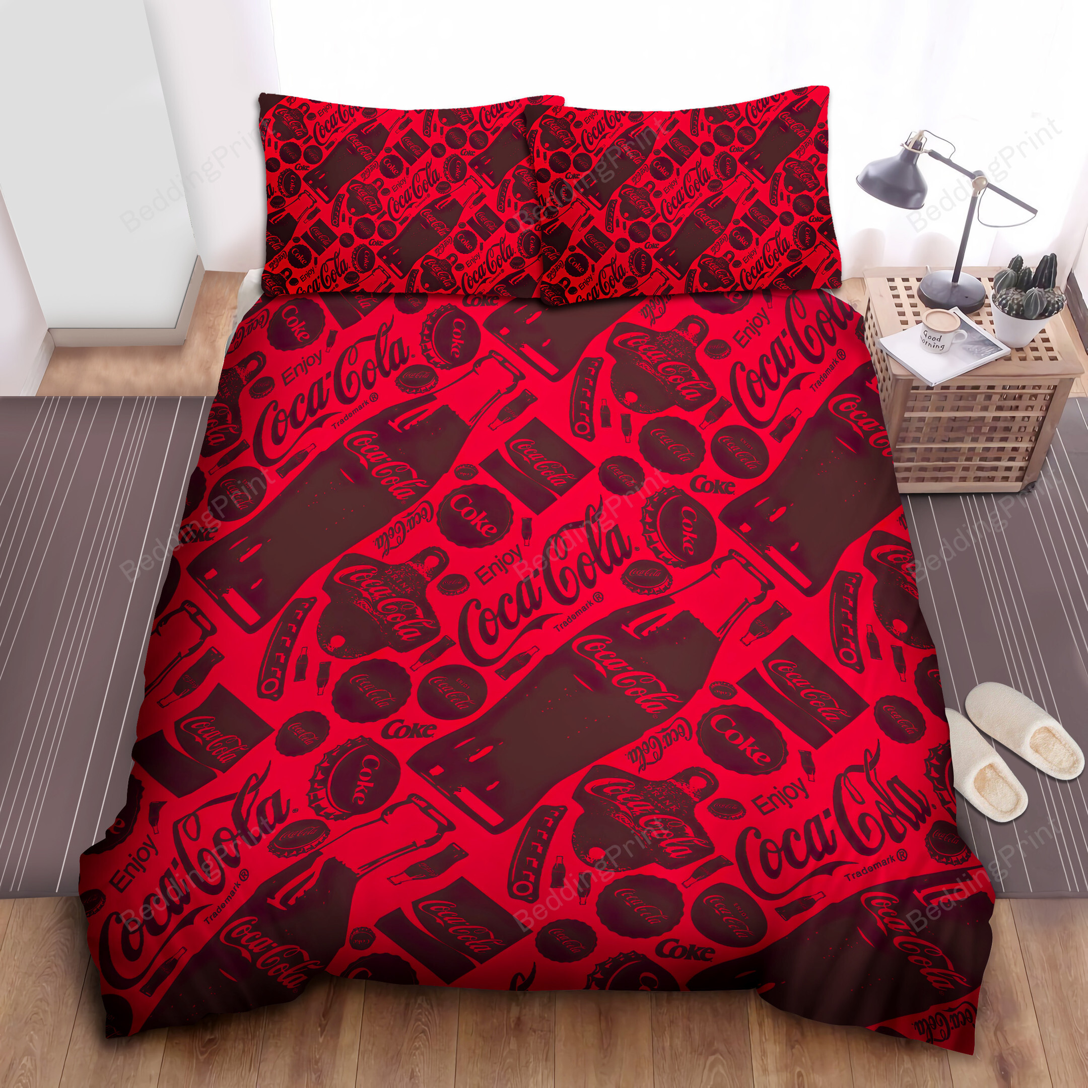 Vintage Coca-cola Pattern All Over Printed Bed Sheets Spread Duvet Cover Bedding Sets